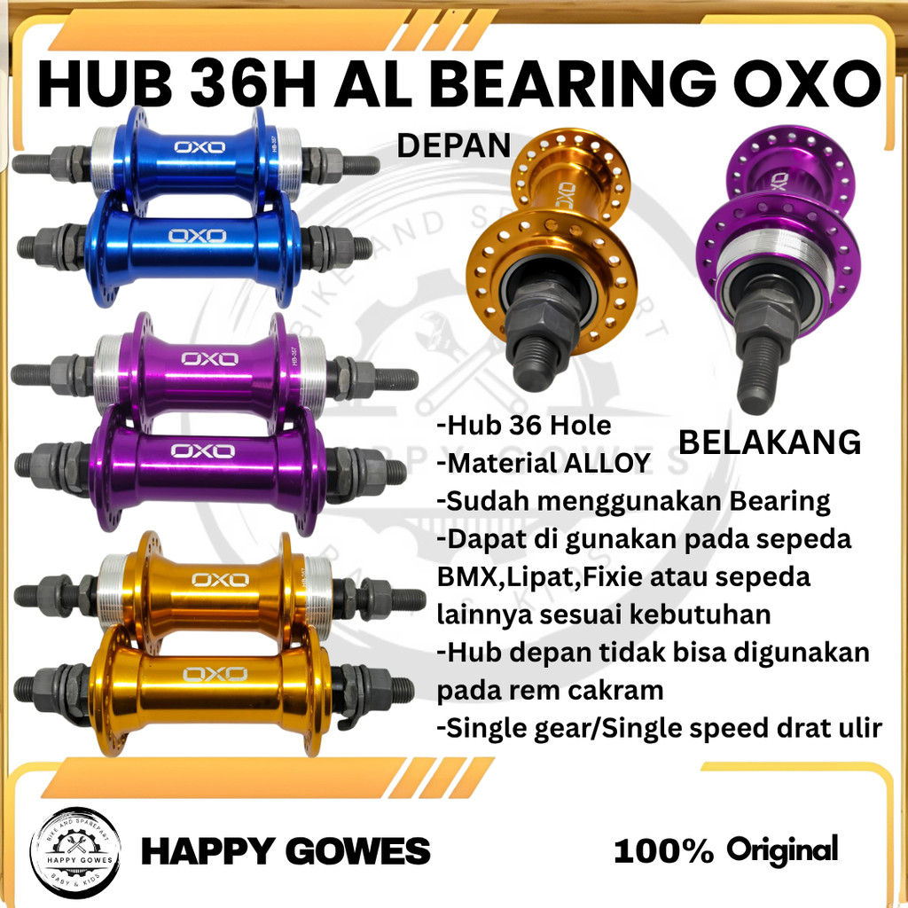 HG HUB 36HOLE ALLOY OXO WARNA KEPALA KAMBING NAF HUB 36HOLE DEPAN BELAKANG
