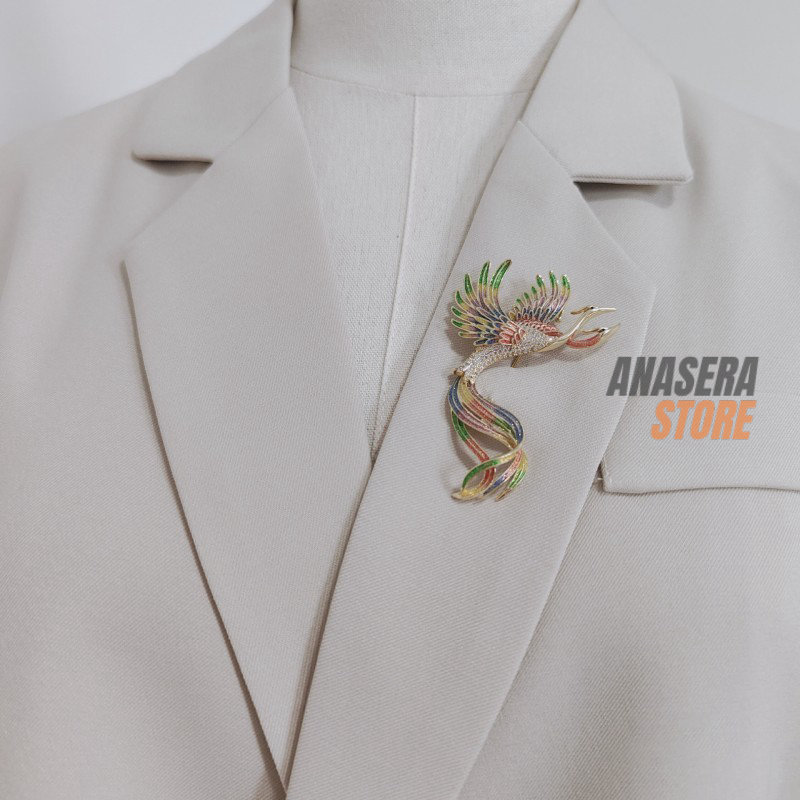 Pin Jas Wanita Gaya Korea Bross Phoenix Warna Bros Burung Phoenix Pin Blazer Bros Jas Wanita