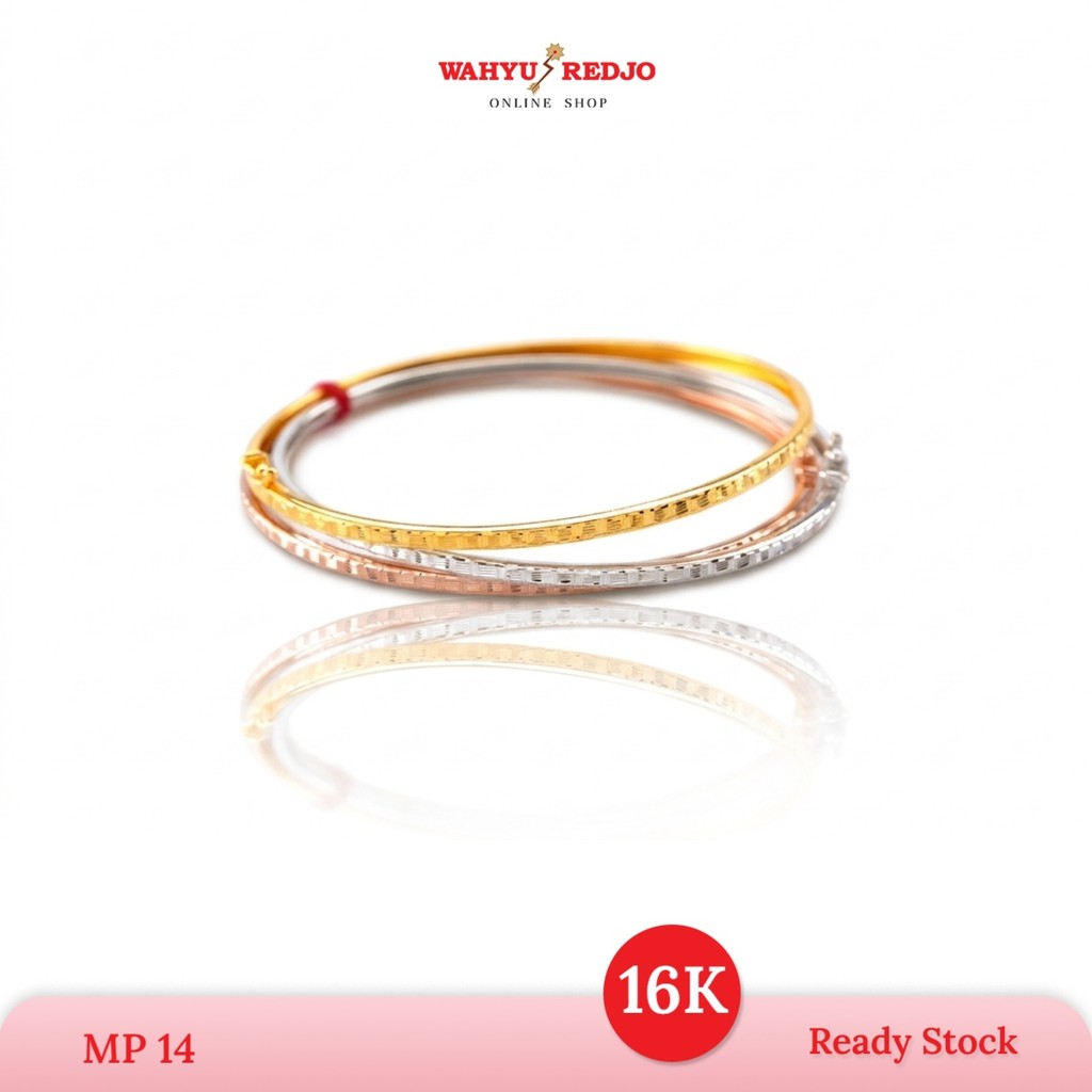 WAHYU REDJO - GELANG EMAS 16K HWT MODEL KERONCONG SHIMER KOMBI SIMPLE & DAILYWEAR (PMR)