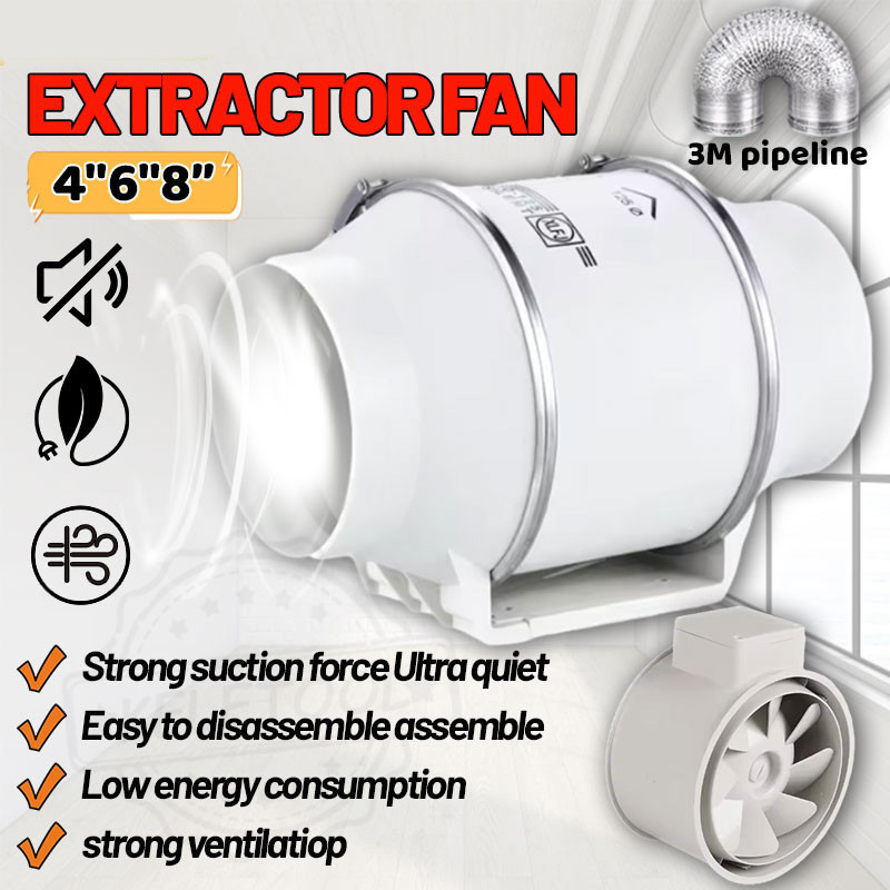 4 " 6" 8 "Inch Blower Exhaust Fan Kipas Mountable Exhaust Fan Tekanan Meningkatkan Fan Ventilator Ka