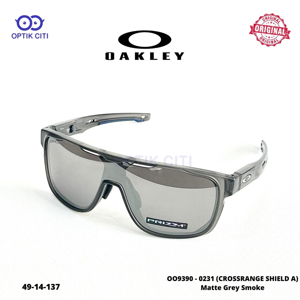Kacamata Hitam Sunglass Pria Original Oakley Crossrange Shield A OO9390 - 0231 - Matte Grey Smoke