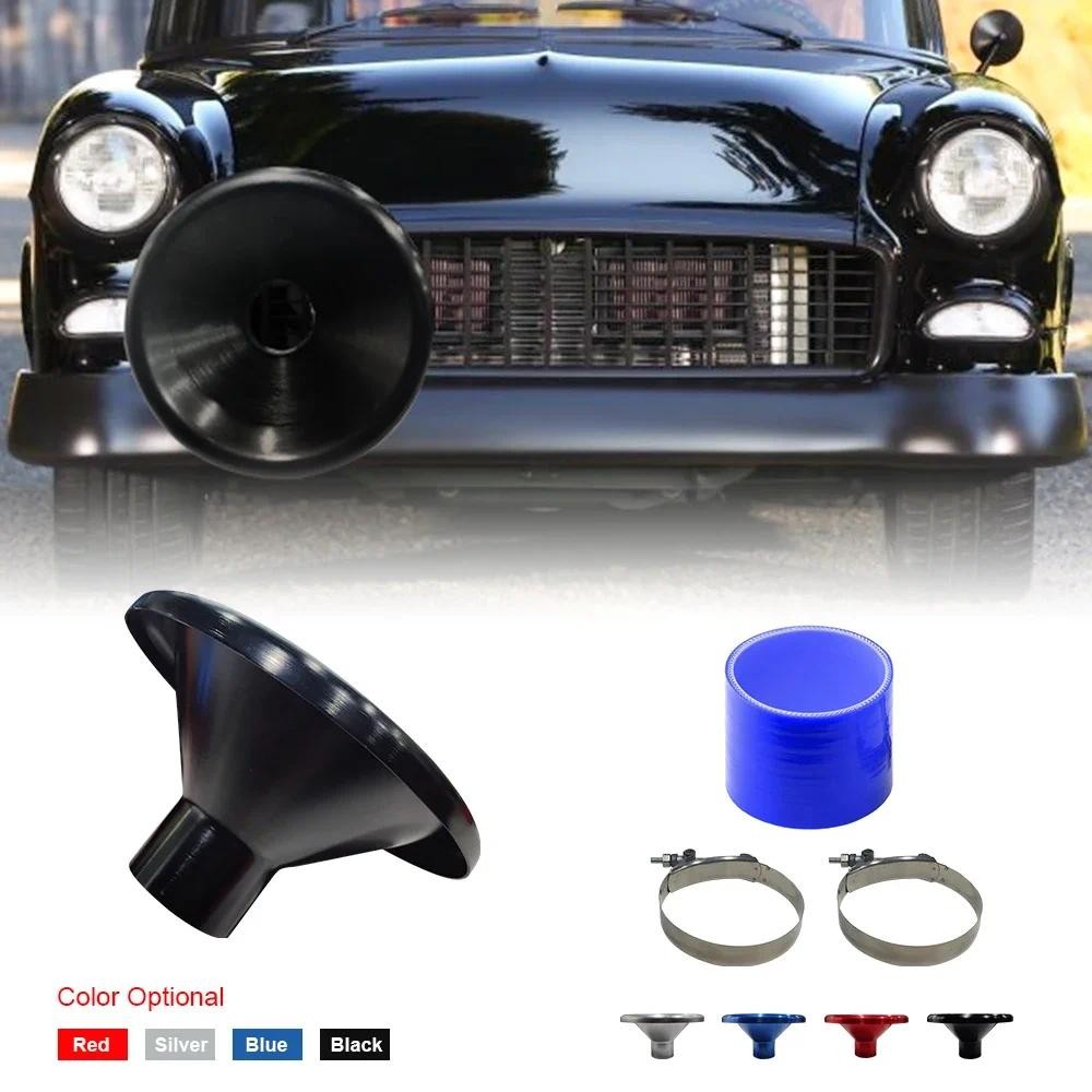 4" Car Bellmouth Velocity Stack Adapter Air Intake Turbo Horn Silver Blue Red Black Tone Air Intake 
