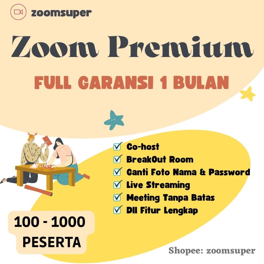 Upgrade Akun Zoom  Premium Pro 1 Bulan Bergaransi