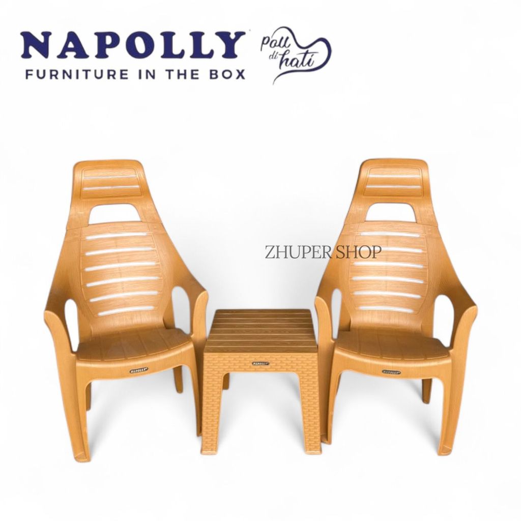 Napolly - 1 Set 2 Kursi 678 HR / 833 Santai Sandaran KEPALA / Kursi Santai Plastik Napolly / Kursi T