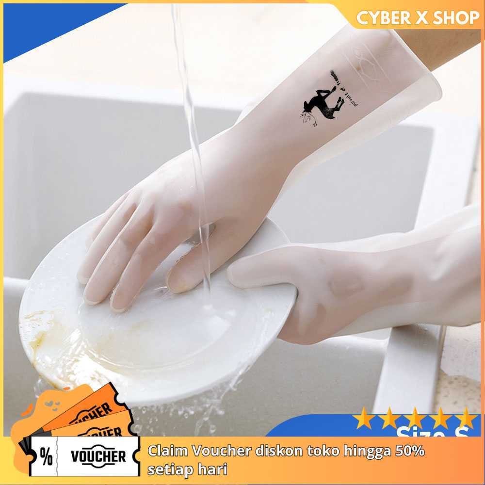 [CYBER] Sarung Tangan Karet Cuci Piring Anti Slip | Peralatan Dapur Rumah Tangga | Cleaning Gloves T