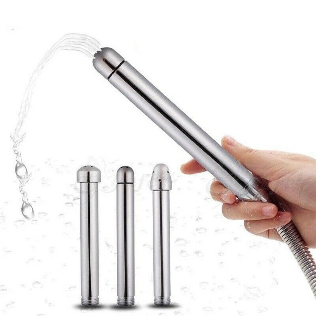 ANAL DOUCHE Enema Shower Efficient Anal Douche Set Aluminum Enema Shower with 3 Head Options for Com