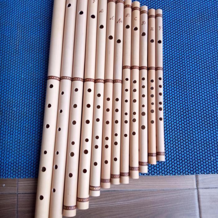 Suling Dangdut 1 Set Suling Bambu 1 Set Isi 12 Biji Nada Akurat tune keyboard Packing Cantik Rapi Te