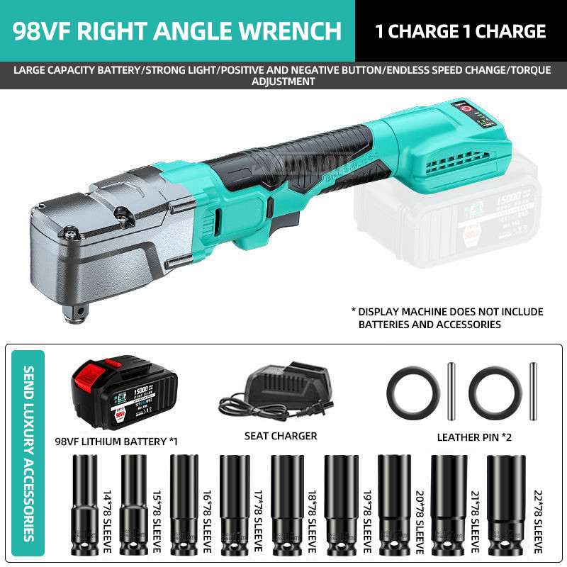 2100RPM Cordless Electric Wrench Rebar Metal Brushless Right Angle Wrench Torque 500N Lithium Impact