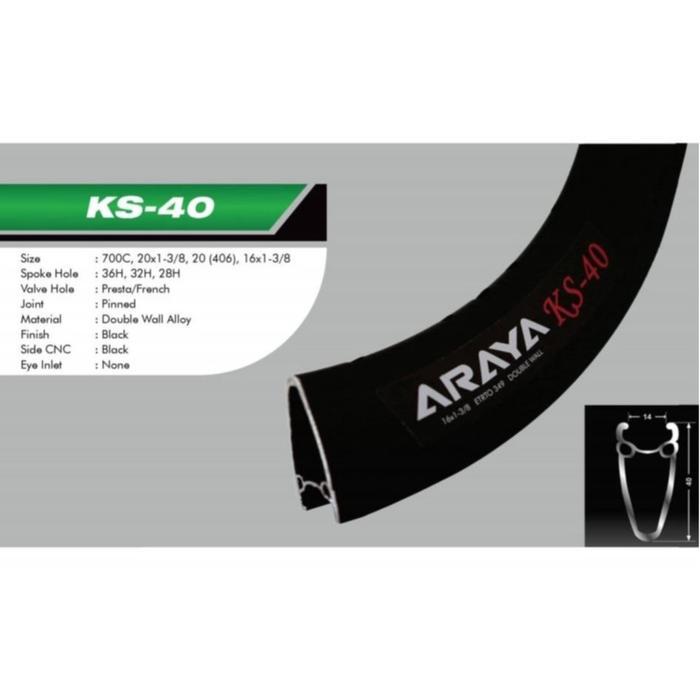 VELG RIMS SEPEDA 700C ALLOY DOUBLE WALL ARAYA KS-40 KS40 - 36 HOLE Terlaris