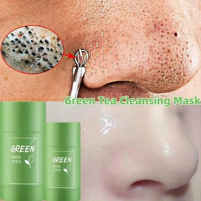Green Tea Remove Blackhead Solid Mask Dispel Acne Blemish Black Dots Facial Clean Stick Mask Tighten