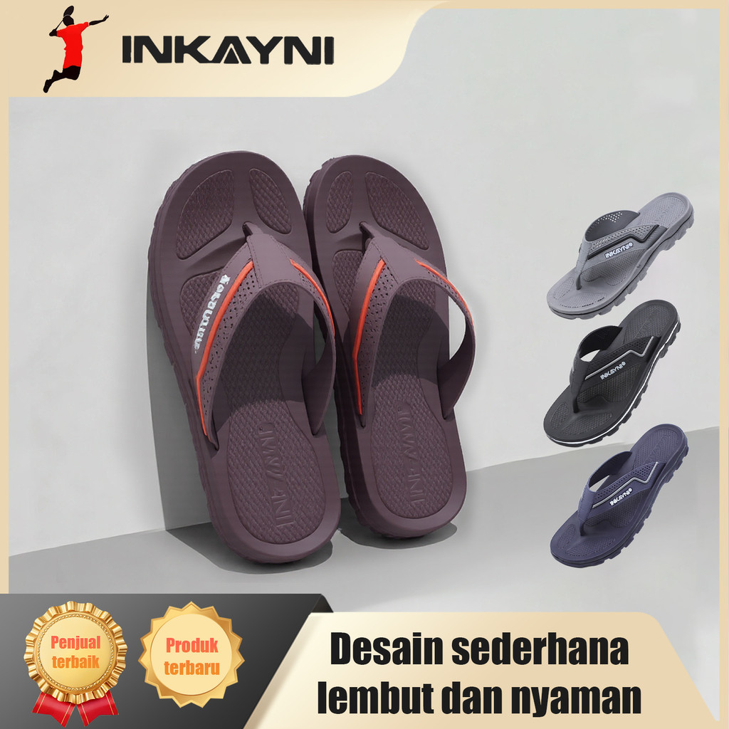 Inkayni Sandal Pria Slop Full Karet Sandal Jepit Pria Kekinian EVA  Sandal Jepit Pria Anti Slip Dan 