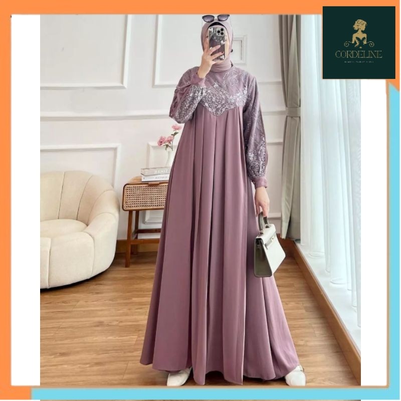 model terbaru gamis pesta mewah elegan gamis viral lebaran 2024 dress kondangan gamis burkat mewah