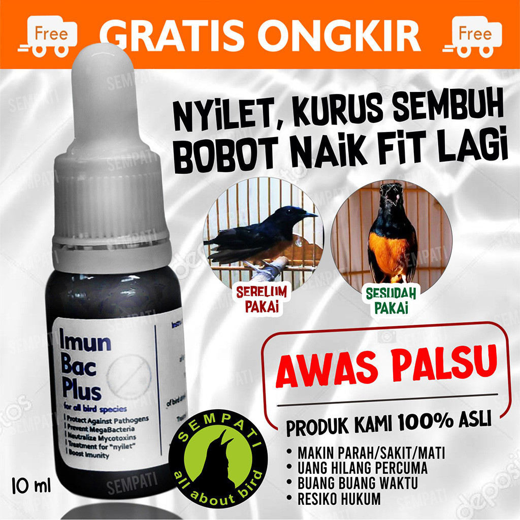 KJM - SEMPATI Obat Burung Nyilet Kurus Imunbac Plus 10 Ml Ampuh Obat Kutu Cacing Burung Lovebird Par
