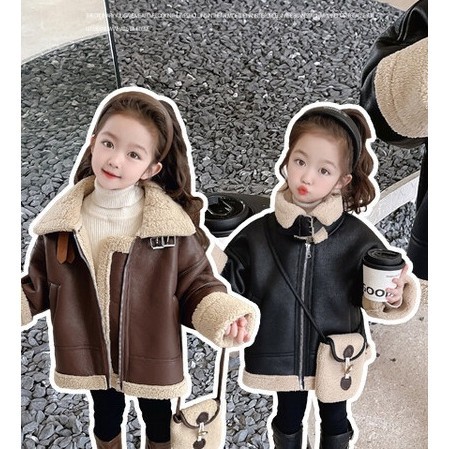 MIRABEL KIDS THERMAL WINTER WOOL LEATHER COAT JACKET MANTEL ANAK KULIT LAPIS WOL