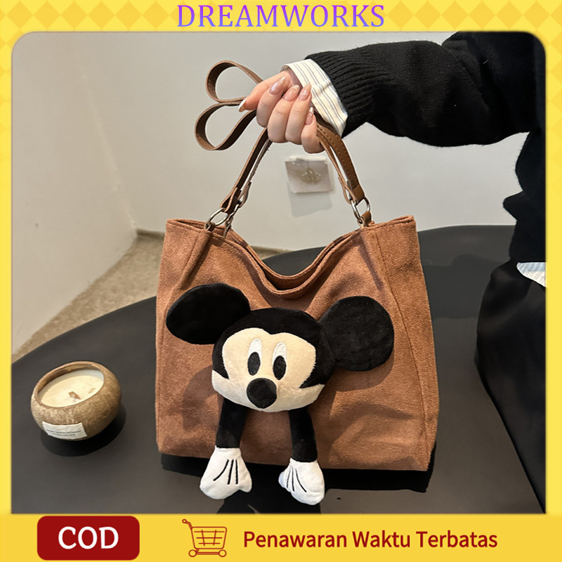 Tas Kanvas Kartun Mickey Mouse Lucu Berkualitas Tinggi/tas Wanita Baru Berkapasitas Besar/tas Bahu M