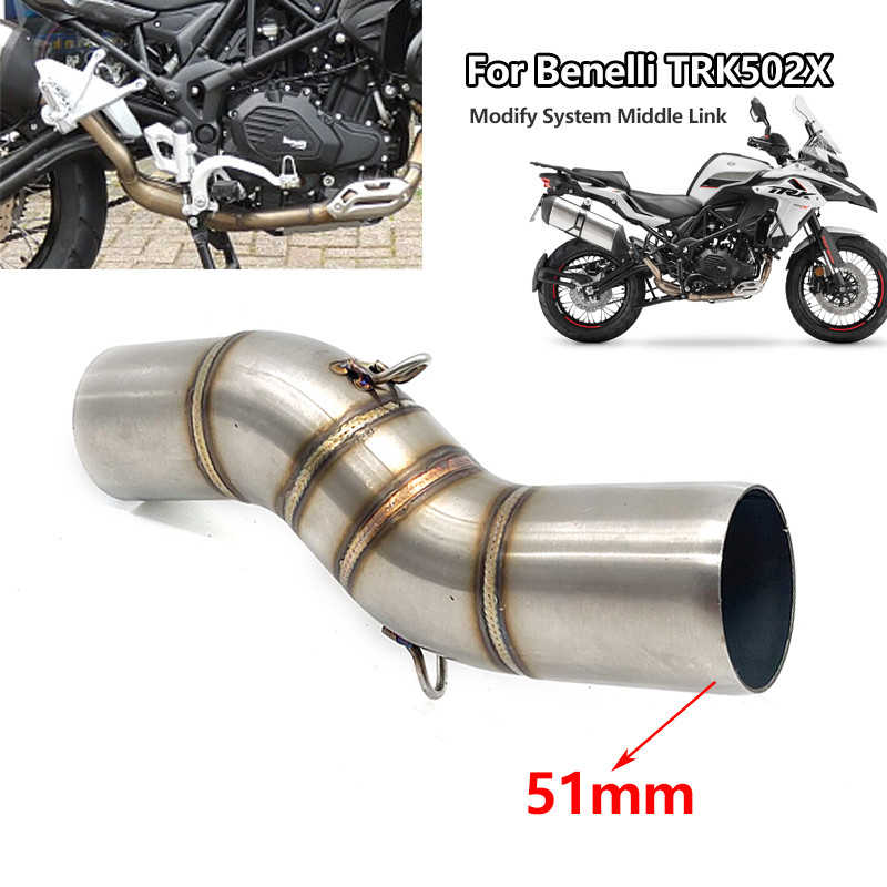 Slip-on Motorcycle Exhaust Stainless Steel Middle link Pipe 51mm Interface Connect Muffler For Benel