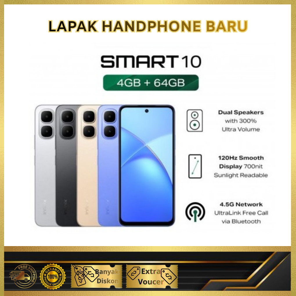 Infinix Smart 10 4/64GB - Up to 8GB Extended RAM - 6.67 inch 120Hz HD+ - T7250 - 5000 mAh Lapak Hand