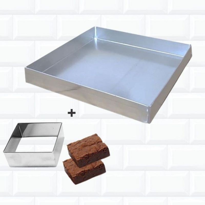 loyang kotak bahan aluminium tebal anti karat ukuran 16x16x4 18x18x4cm