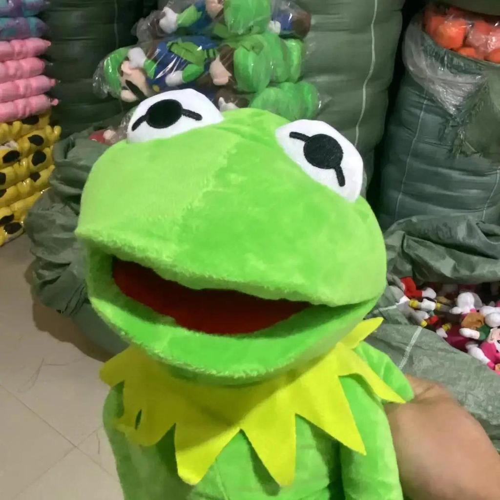 Kermit The Frog Funny Plush Doll Hand Puppet Schoolbag Frog Animal Plush Toy Big Doll Ventriloquist 