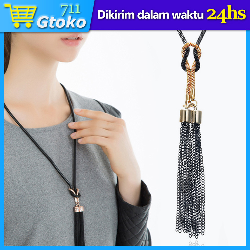 Kalung Rumbai Sweater Korea Style Kalung Panjang Etnik Necklace Minimalis Aksesoris Wanita