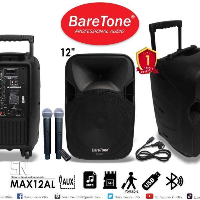 SPEAKER PORTABLE BARETONE 12 INCH MAX12AL SPEAKER KARAOKE BARETONE
