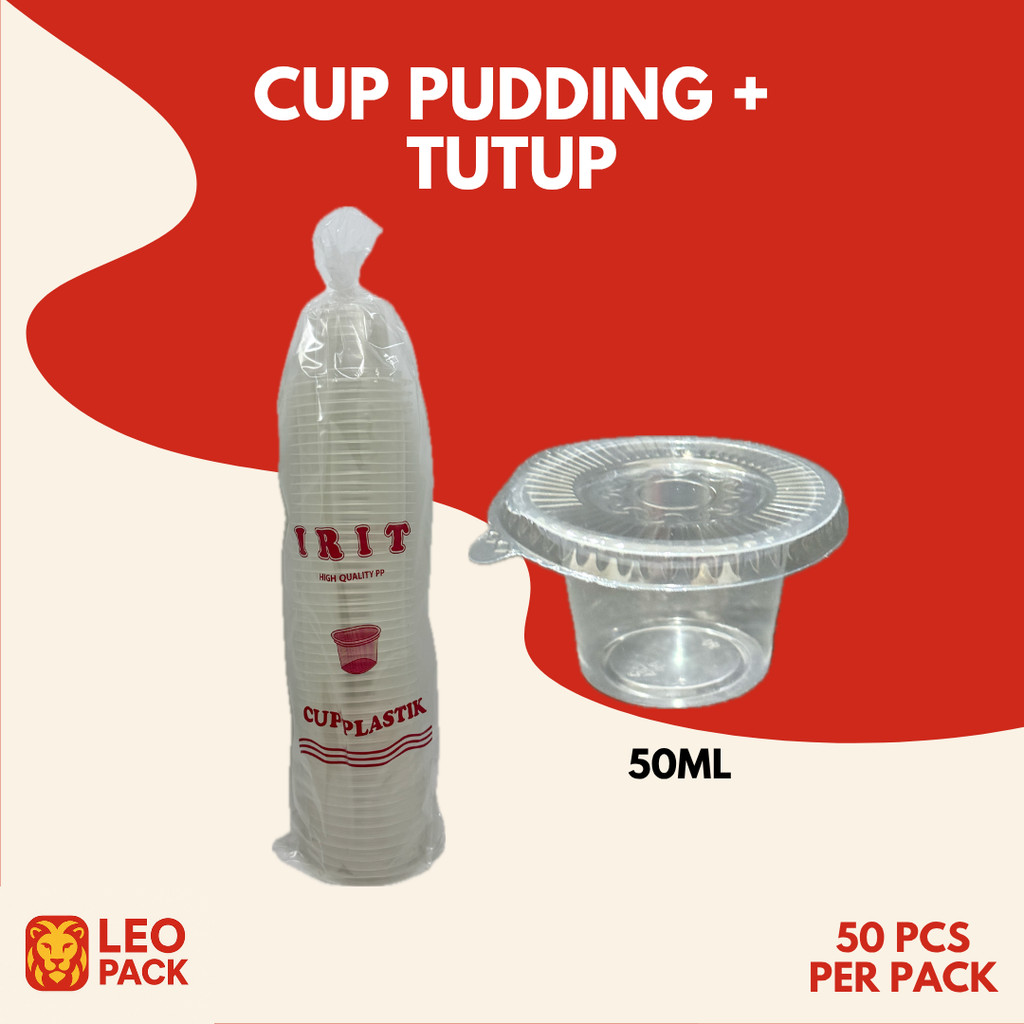 Cup Pudding | Cup Jelly/Agar | Gelas Plastik 50ml Dengan Tutup | Mika Cup Plastik