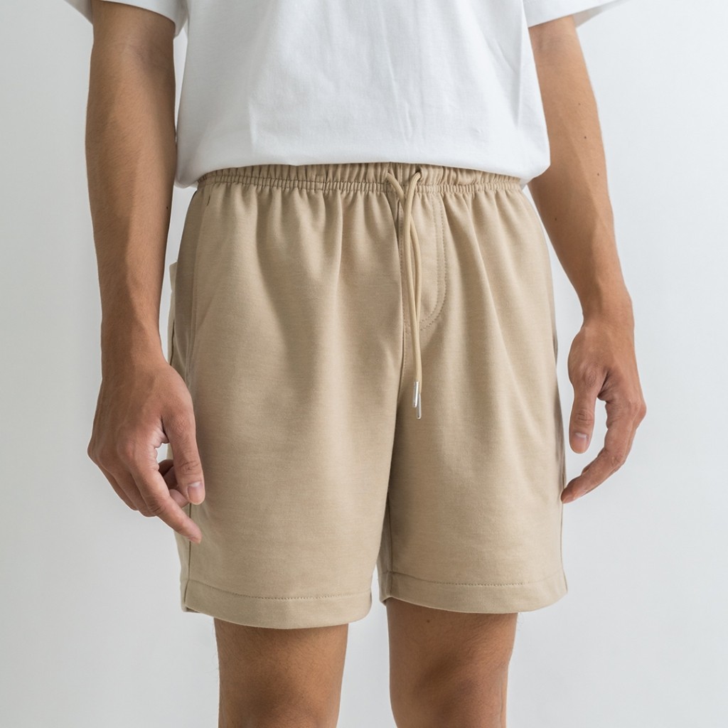 (Semu FG) PLAIN Short SweatPants - Beige