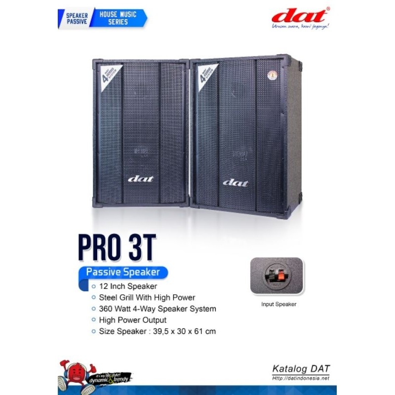 ll PASSIVE SPEAKER DAT PRO3T PRO 3T 12" 12in 12 INCH IN " STEEL GRILL WITH HIGH POWER 360WATT 360 WA