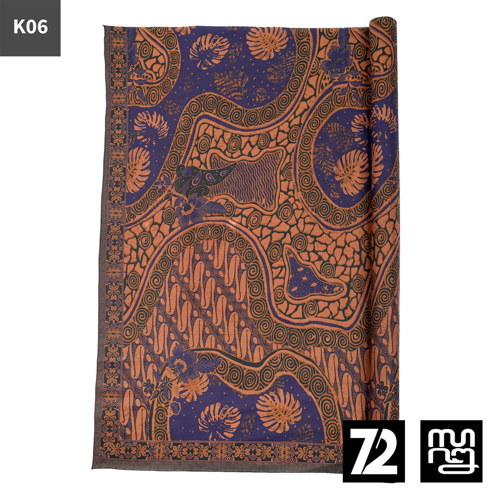 72 Batik - Kain Batik Bahan Katun Motif Parang Naru Roll Warna Ungu Coklat 725979