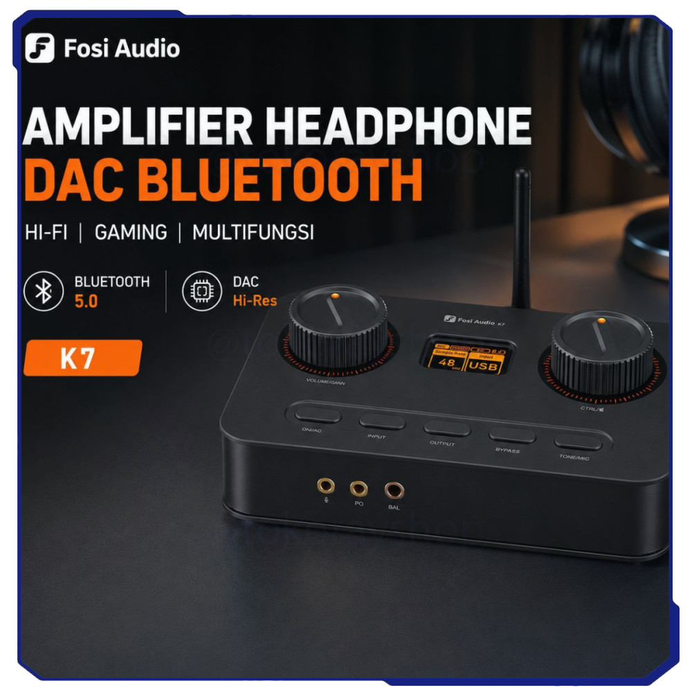 Amplifier Headphone Hi-Fi Gaming DAC Bluetooth LCD Display - K7