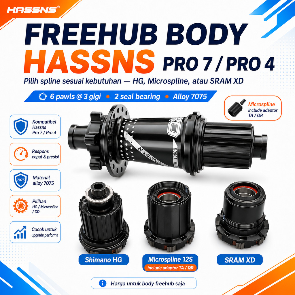 Freehub Body Hassns Pro Shimano HG Slup Microspline MS Sram XD rumah sprocket 12 speed 12S