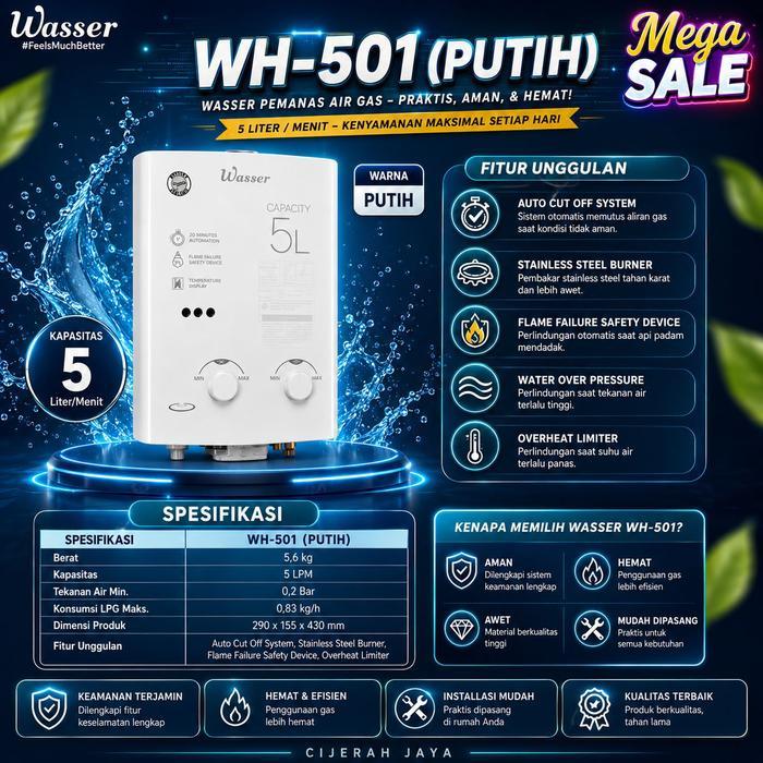 WATER HEATER WASSER WH 506 A WH-506A WH506A / PEMANAS AIR GAS WASSER WH-506 A - WH 501 PUTIH