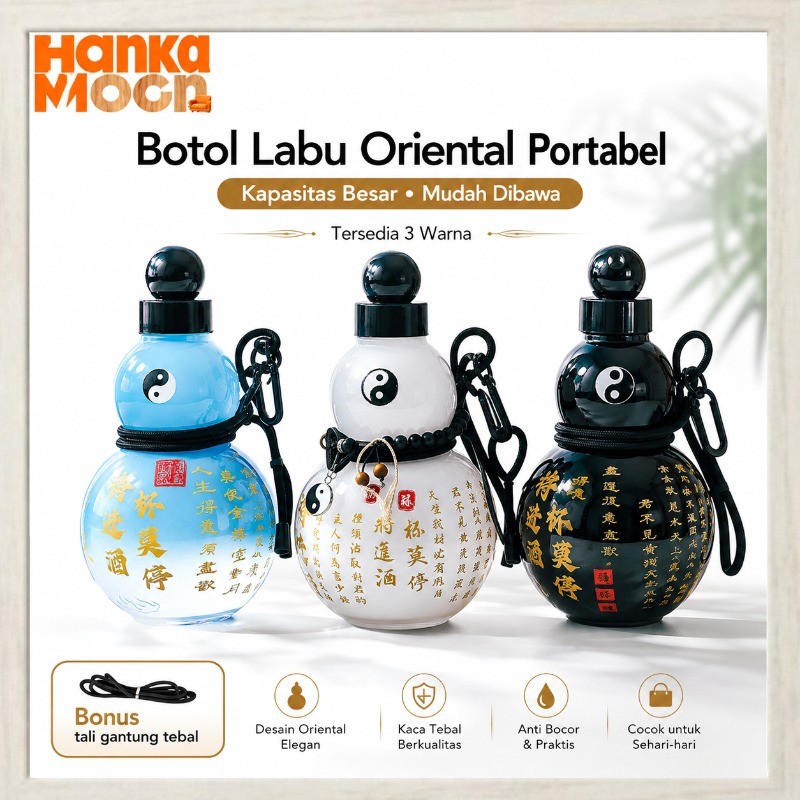 Botol Air Minum Holo Labu 750ML - Gourd Water Bottle Feng Shui dengan Stiker