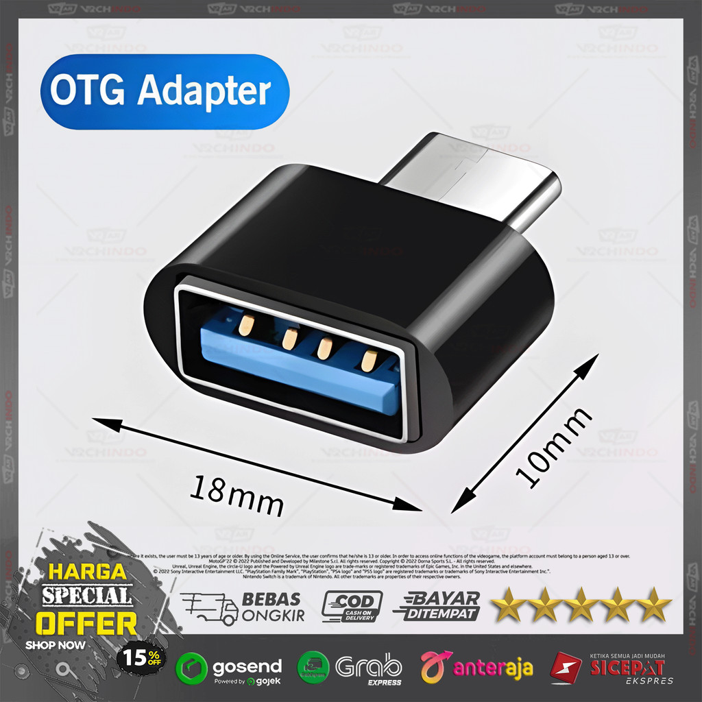 Adapter OTG V8 Type C Mini USB / OTG Converter Type-C V8 | untuk HP Android Transfer 
