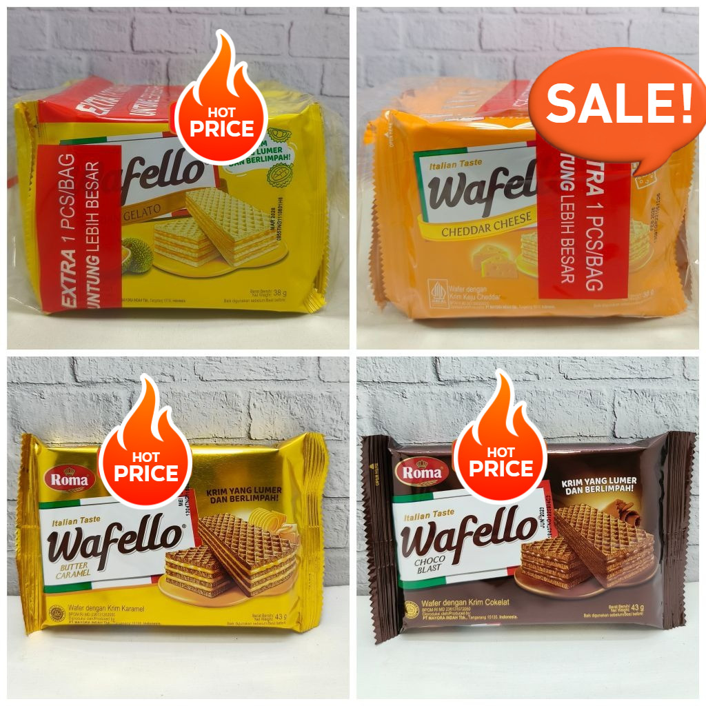 Roma Wafello 2000 | Wafello Wafer| Wafello Coklat | Wafello Karamel 55A