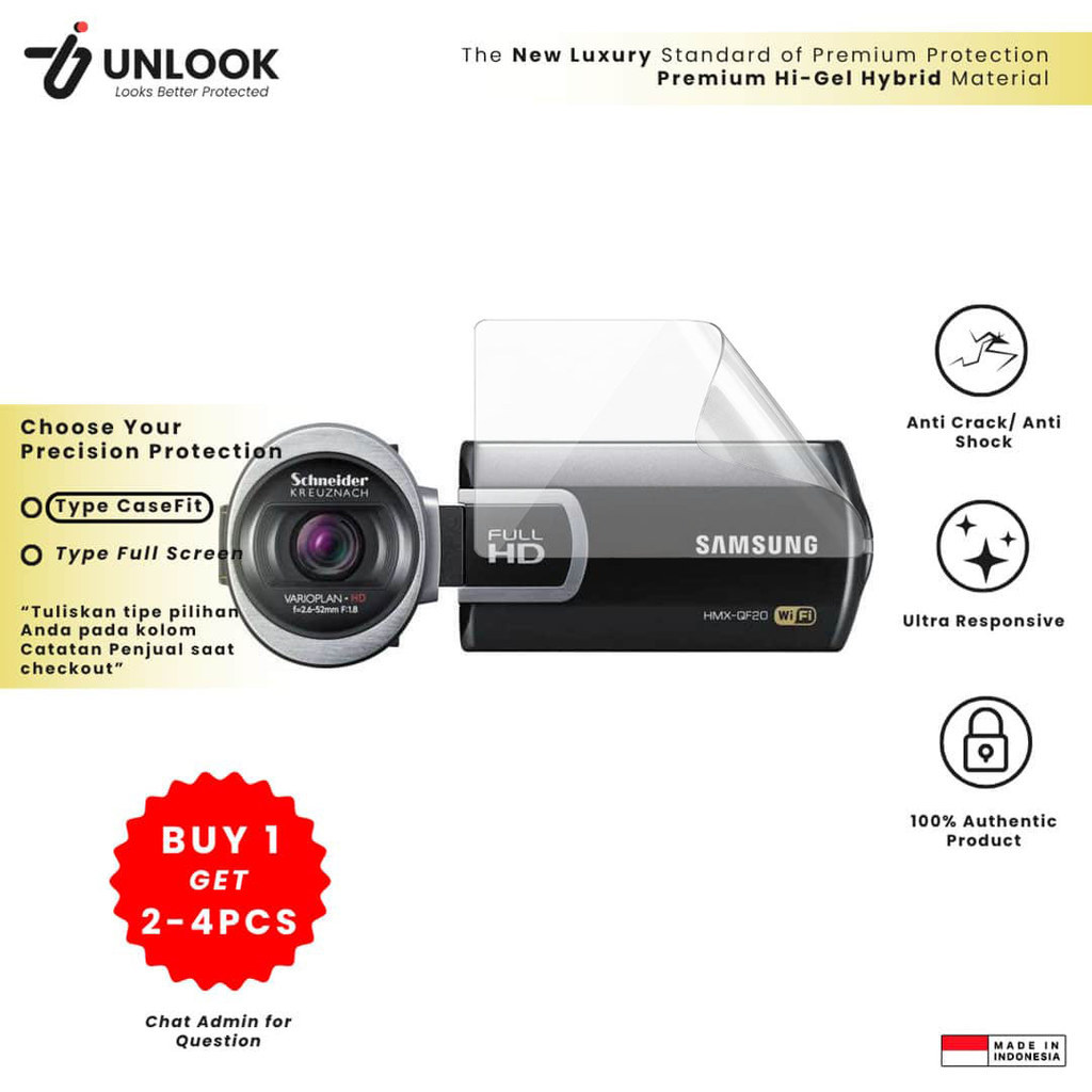 UNLOOK Hi-GEL HYBRID Hydrogel+ Pelindung Layar for Samsung QF20, Q10, HMX-T10BP, H300, Gear 360 (201