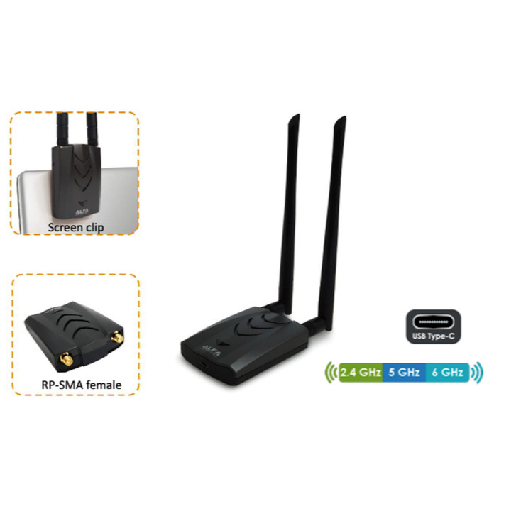 Made in Taiwan ALFA AWUS036AXML MT7921AUN WIFI 6E tri-band wireless network card