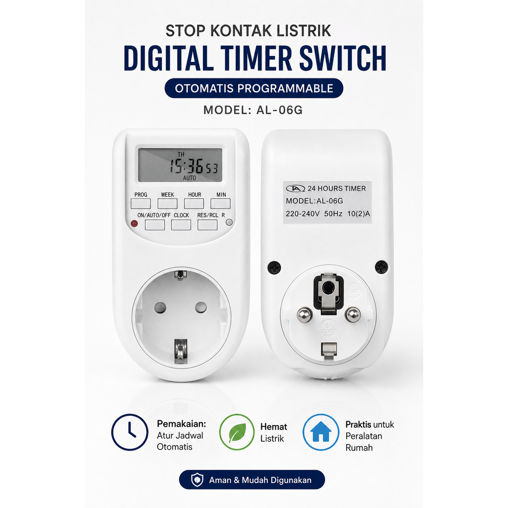 Stop Kontak Listrik Digital Timer Switch automatis Programmable AL-06G
