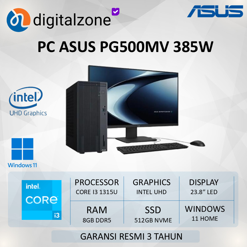 ASUS  PC TKDN DESKTOP PC PG500MV-385W i3 1315U 8GB DDR5 512GB NVMe 21.5"Monitor - PC TKDN i3 ASUS