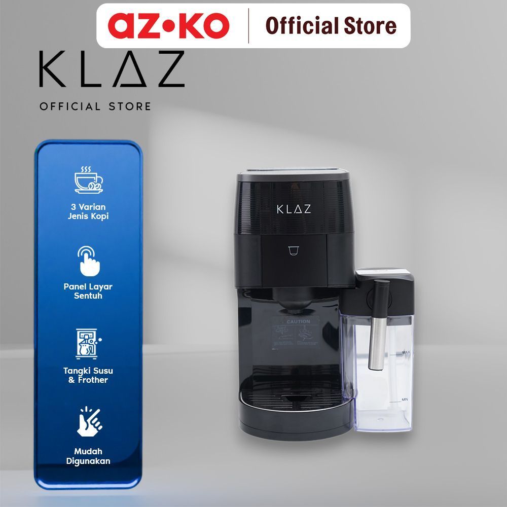 AZKO Klaz Coffee Maker Capsule Dengan Frother Touch - Hitam Mesin Kopi Coffee Machine Alat Pembuat M