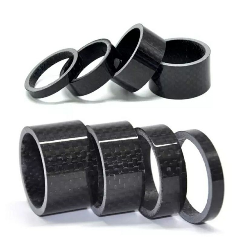 Foto Spacer sepeda Headset stem carbon 3K ukuran 3mm 5mm 10mm diameter 28.6 1-1/8 oversize OS