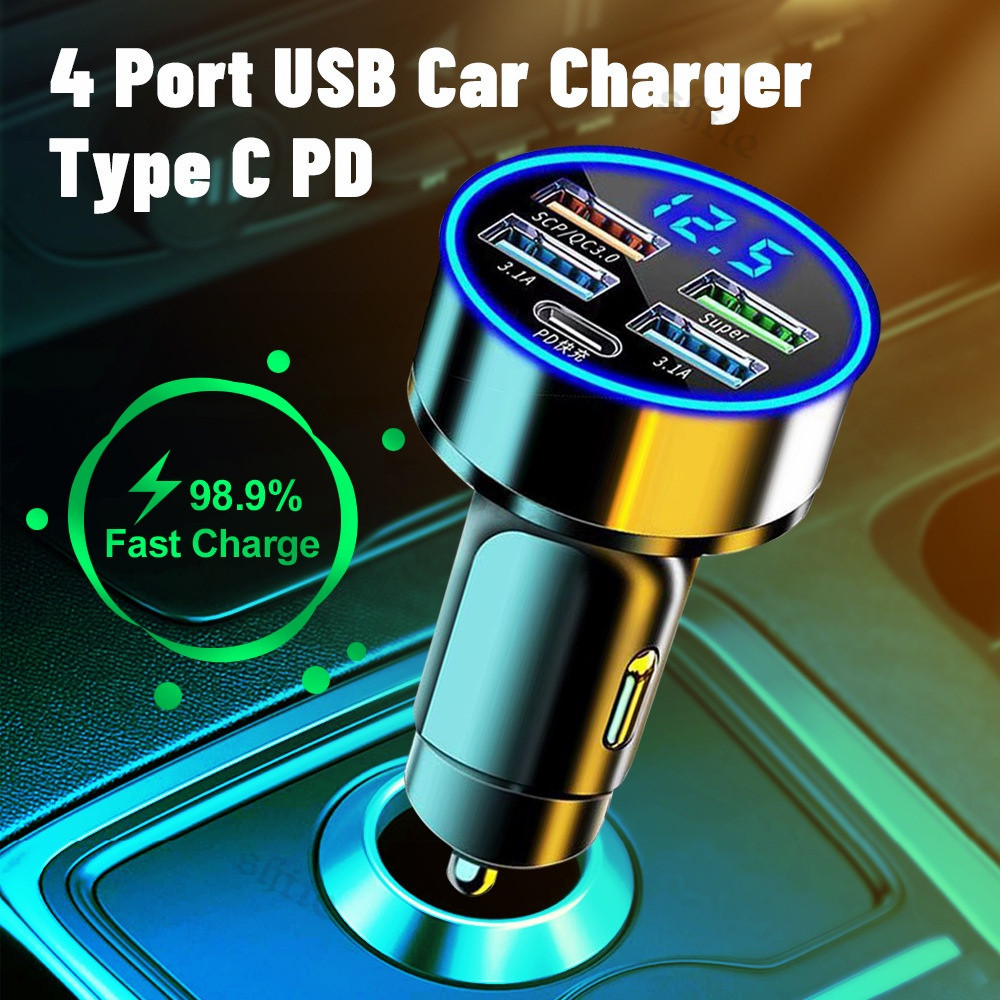 Car Charger Mobil 38W Charger Motor Fast Charging 2 Output usb A+usb C Fast Charging