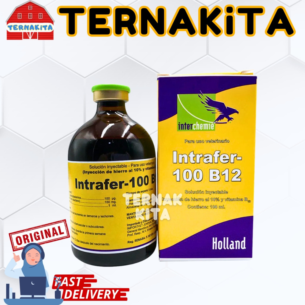 INTRAFER 100 B12 100 ml Hewanpedia - Obat Anemia & Pertumbuhan Fe & B12 Hewan Hewanpedia Obat Hewan 