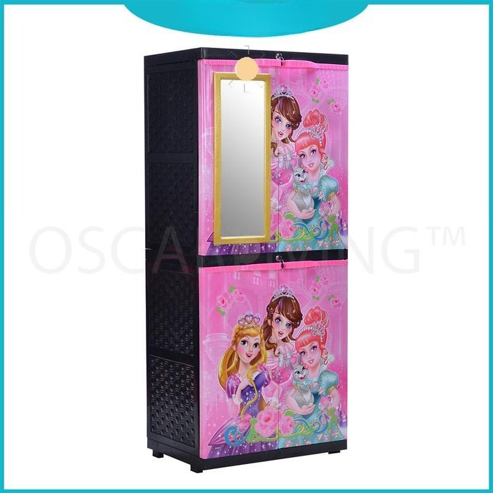 Sinbak Lemari Plastik + KACA Motif PRINCESS/Lemari Pakaian TERBARU