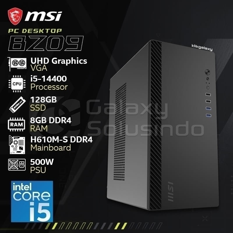 BZ09acc Intel Core i5-14400, H610MS PRO, SHIELD M100P, MAG A500N