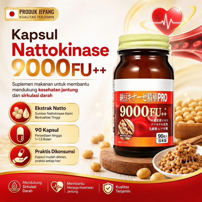 COD [Atasi Masalah Sirkulasi Darah] | Natto Kinase 90 Kapsul | Suplemen Diet untuk Kesehatan Jantung