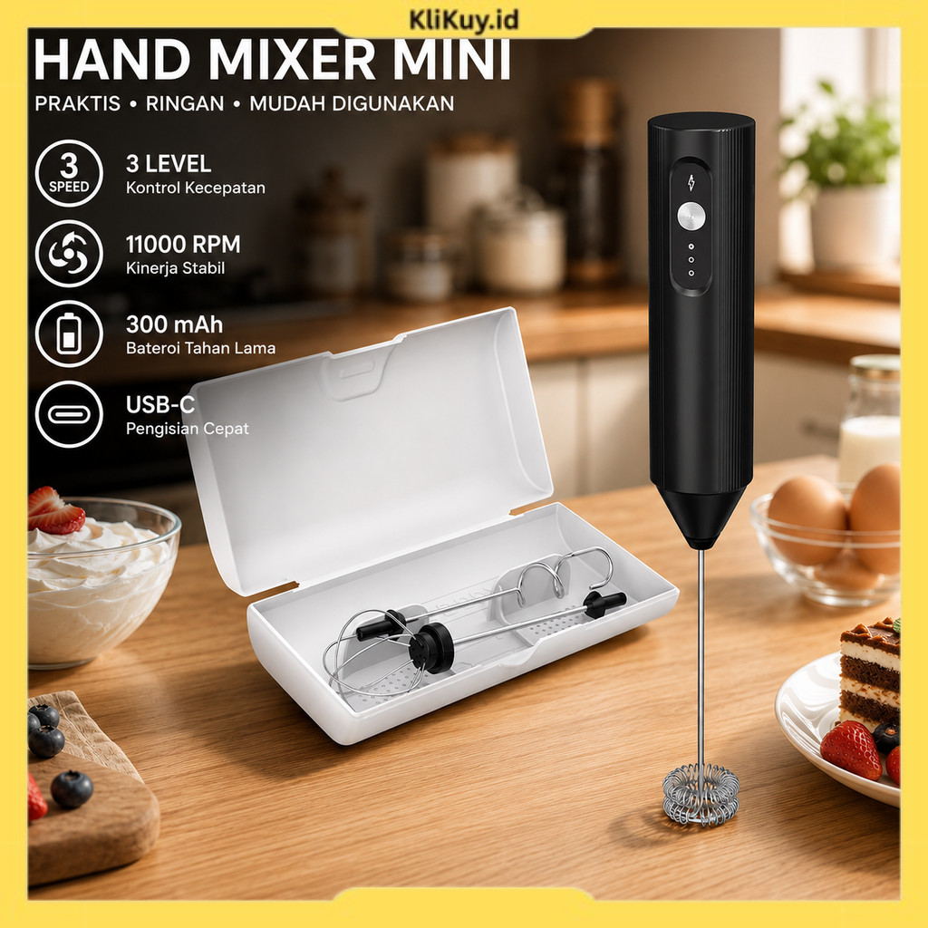 Hand Mixer Mini Pengocok Milk Frother USB Charge 300mAh - EF-B-BOX