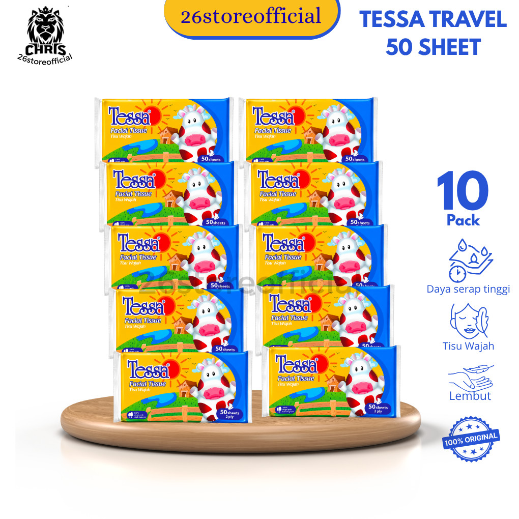 [10 Pcs] Tisu Travel Pack Tessa - Tissue Tessa Travel pack Isi 50 Sheets / 2 Ply / Tissue Berpergian
