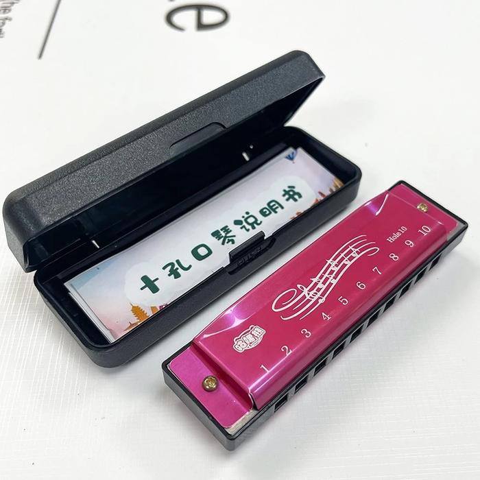 Harmonika 10 - Hole Harmonica Chromatic Logam Alat Musik Harmonika Chromatic Kromatik Dengan Kotak -