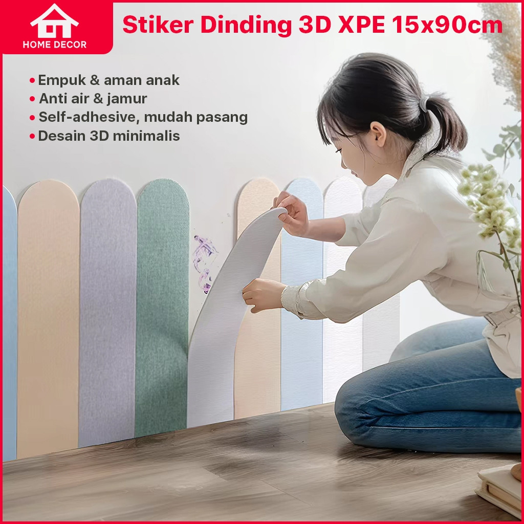 Home Decor - Stiker Dinding 3D Foam XPE 15x90cm - Anti Air & Lembab, Self Adhesive, Aman Anak, Dekor